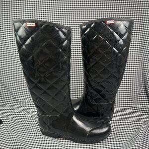 Hunter Women's Regent Savoy Quilted Leg Waterproof Wellies Boots Black US 11